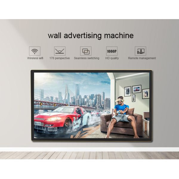 Light Weight Android 7.1 Wall Mount LCD Display With 4G 65 Inch 4K Golden Color