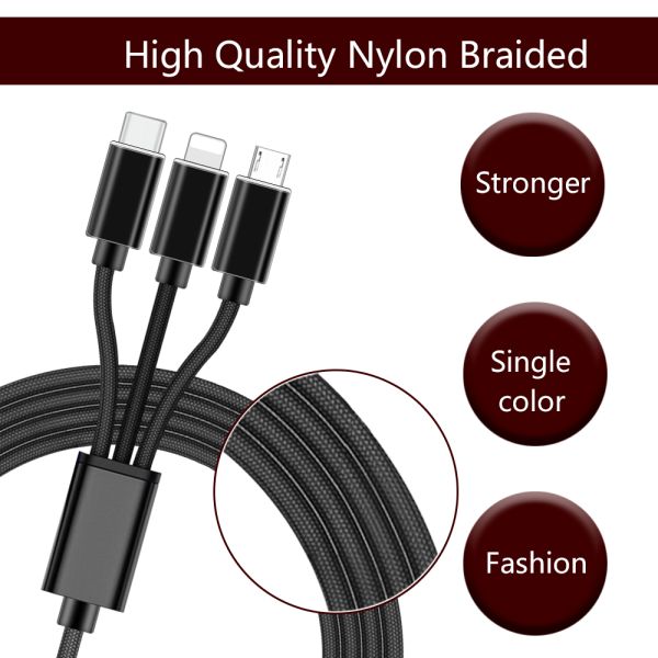 Ipad Smart 3 In 1 USB Charging Cable / 3 In 1 Retractable USB Cable 1.2m