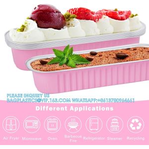 6.8 Oz Foil Ramekins Pan With Lids, Rectangle Cupcake Cups Containers Wrappers,