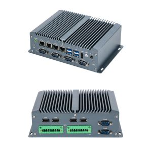 Fanless Industrial PC Intel Core i5 8250U 4 Ethernet GPIO Mini Computer With COM