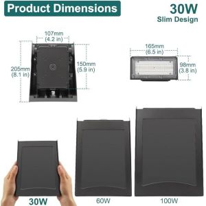 80W 60W 40W LED Wall Pack Light IP65 Waterproof Dimmable 0-10V