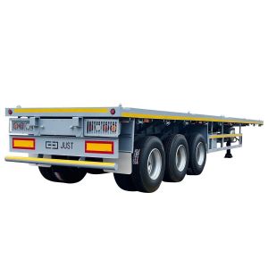 Cheap CIMC 50T 12500*2500*1530mm 12r22.5 Leaf Spring Suspension Lowbed Flatbed Container Semi-Trailer for South Africa the Middle East for sale
