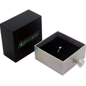 Custom Luxury Black Paper Sliding Drawer Velvet Jewelry Ring Box