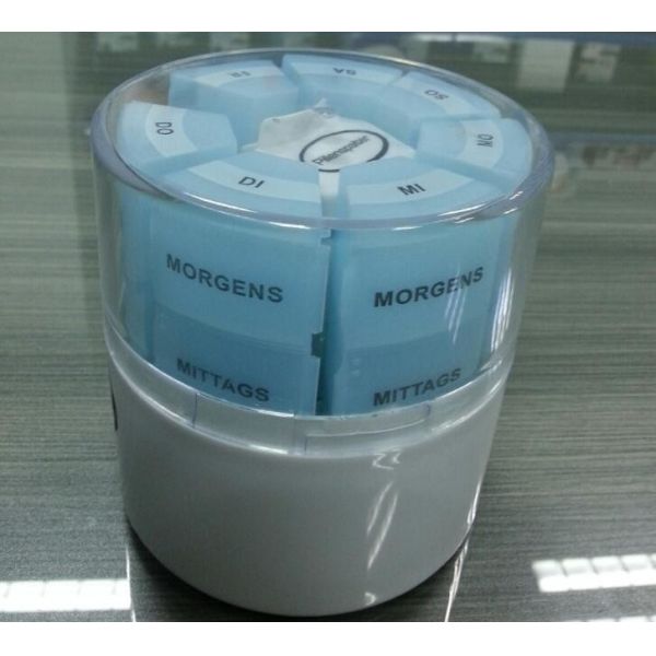 Quality Premium clear plastic weekly pill holder one grid each day with pill splitter, one week 4case plastic pill container pil wholesale