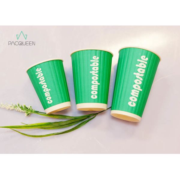 Quality Compostable Embossed Coffee Cups Poly Lactic Acid Lined For Hot Drinks wholesale