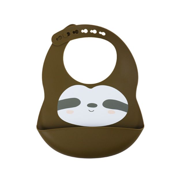 Quality Pantone Color Baby Silicone Bib Custom With Cute Animal Sloth Printing wholesale