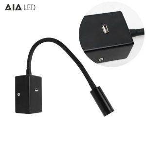 Modern surface mounted flexible USB led reading wall lamp 3W led bed wall light