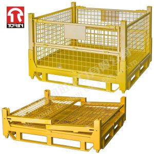 Cheap Torin LK01 Folding Semi Open Metal Cage Wire Mesh Pallet Container Metal Pallet for sale