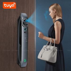 IPS Screen Face Recognition Door Lock Tuya Fingerprint Code Card Key EKey Access