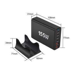 Total Output 155W Usb C Fast Wall Charger Type c Adapter Charger Multiport 6 in
