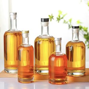 750ml Cylindrical Vodka Glass Wine Bottle With Cork Custom Size Accepted for