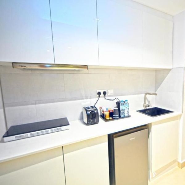 Custom Design All In One Melamine Modular Kitchen Cabinet Set With Sink For