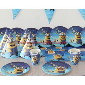 China Minions Disposable Party Set Birthday Decorations Kids Boy Baby Shower Cup Plate Napkins Tablecover Tableware on sale