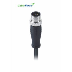 M12 T Code Male 4 Pin Connector Molded With 12A Power Cable Unshielded Free End