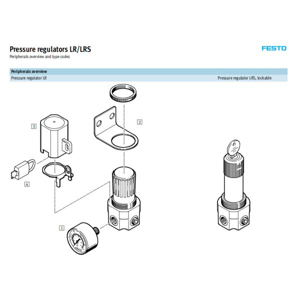 LR-1/4-D-MINI Pneumatic Filter Regulator Lubricator Metal FESTO Pressure Regulator