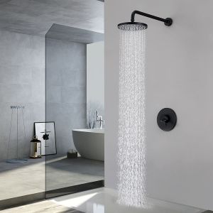 OEM ODM rainfall shower system 3 way shower black ceiling mounted rain mixer