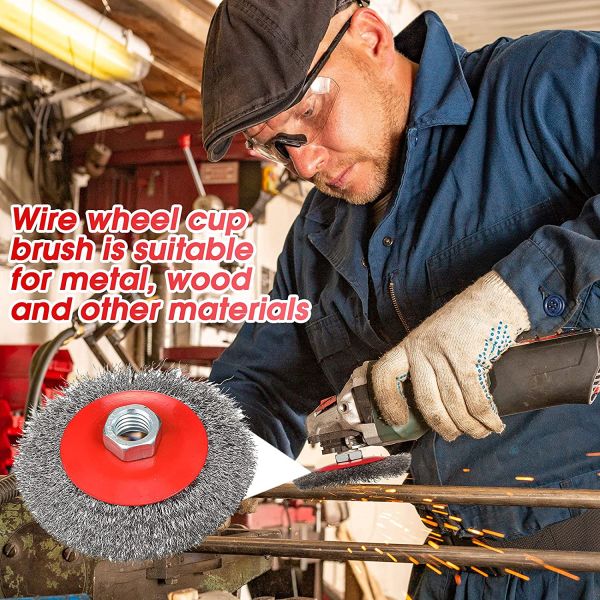 3 Pieces 4 Inch Wire Wheel Brush Coarse Crimped Twisted Knotted