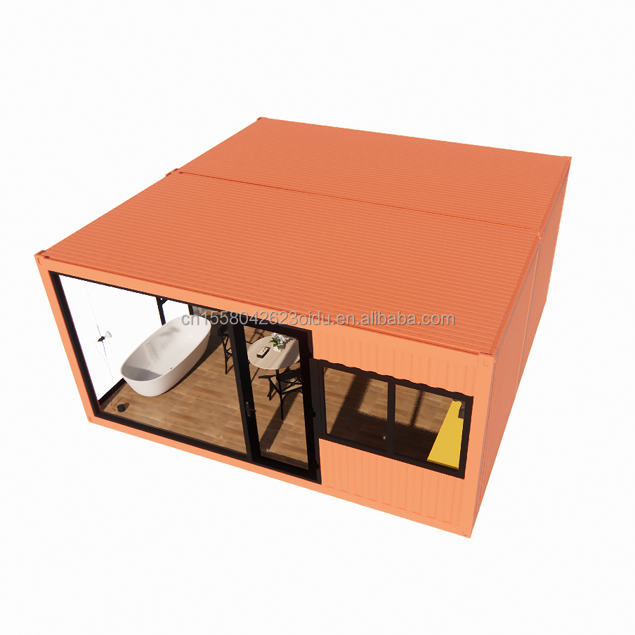 Affordable 20ft or 40ft Portable Light Steel Flat Roof Container Prefab Studio Home House with Customized Color