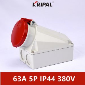 63A IP44 Waterproof European Surface Mounted Socket IEC Standard