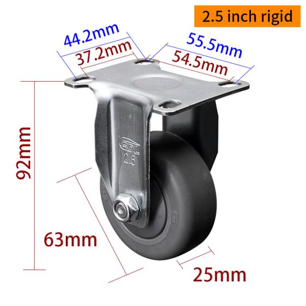 Quality EDL Light TPE  Casters Zinc Coating  2.5inch 70kg Plate by Rigid,Swivel and Brake type wholesale