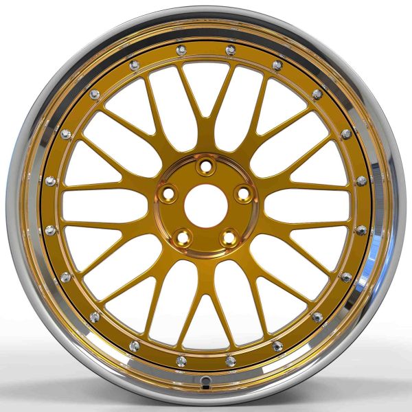 Quality 2 Piece Deep Dish Forged Wheels Rims 23 Inch Brushed Gold Disk wholesale