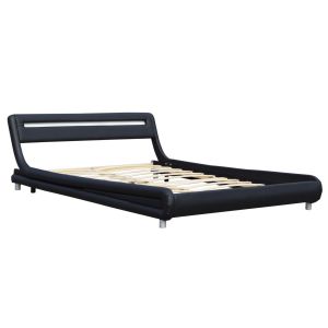 China Queen Size Black LED Upholstered Bed Frame PU Leather EN1725 BSCI Certification on sale