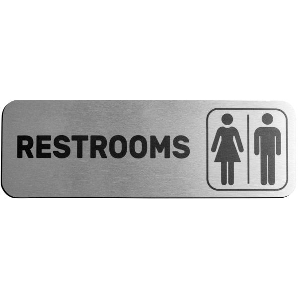 Brushed Aluminum Custom Reflective Sign Unisex Restroom Symbol