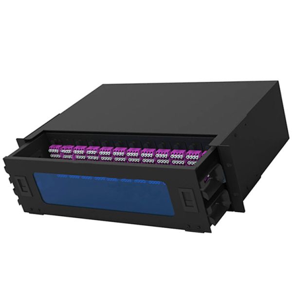 Quality 144 Fibers 19 Inch 1U MPO MTP Patch Panels Aqua Blue Optical Fiber Patch Panel wholesale