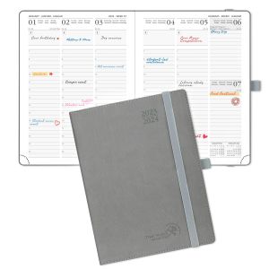 2024 POPRUN Medium Academic Planner Custom Grey Weekly Schedule Large Writting