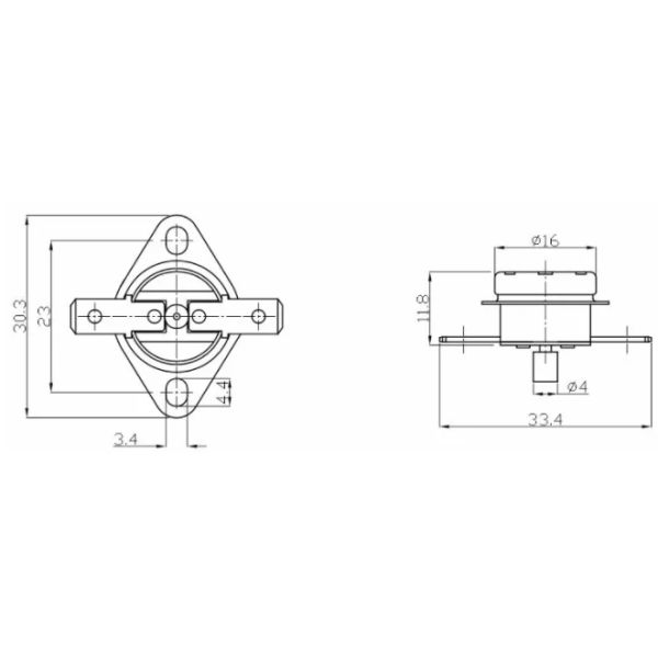 Manually Reset Bimetal Thermostat KSD301 Thermostat 16A 250V , 10A Thermal Switch for Electric Kettle