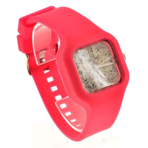 Red Color Silicone Square Watch Water Resistant With Quartz Movement