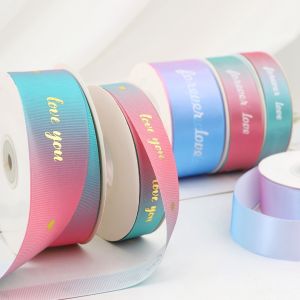 Gilding Laser Bronzing Ribbed Ribbon Printed Webbing Polyester Woven Tapes