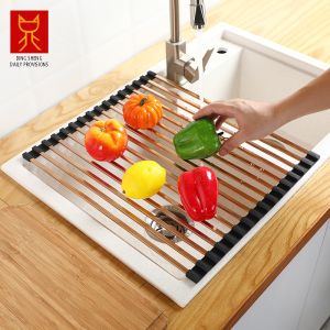 China Foldable 0.97KG Steel Kitchen Basket Rack Titanium Square on sale