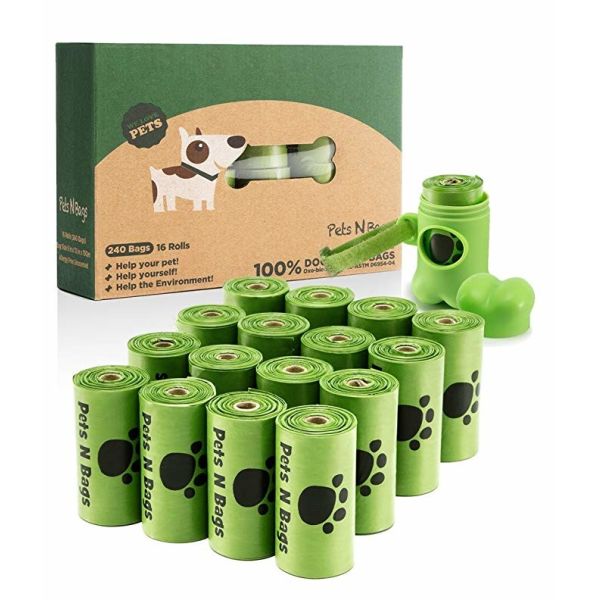 Quality Eco friendly PET  custom printed poop bag holder doggie waste bags with dispenser wholesale