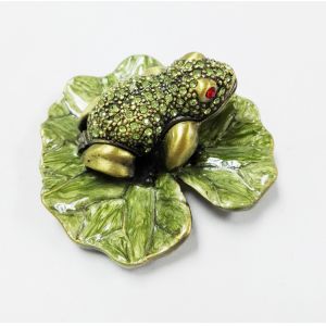 Bejewelled frog Home decoration box Alloy Hand painted crystal Frog metal