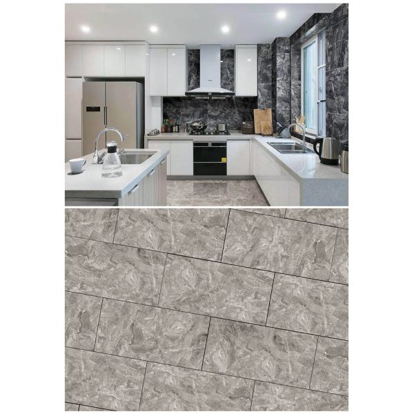 Honed Finish Porcelain Rectangular Ceramic Floor Tile Grey Color Metamorphic Rocks Look