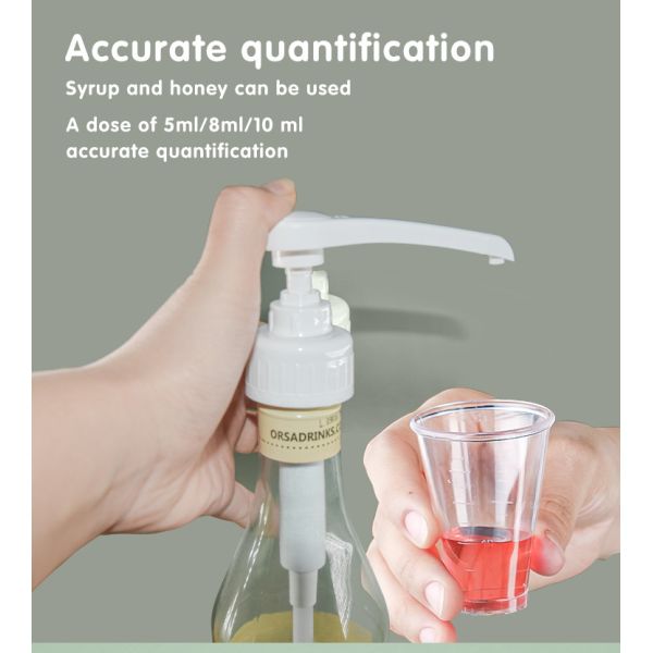 Plastic PP Food Grade Syrup Pump Dispenser Narrow Head Type White 5ml 8ml 10ml