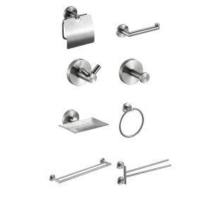 China 17 Piece Bathroom Hardware Sets Satin Stainless Steel Sus 304 Wall-Mounted on sale