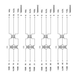 H6062NL , H6062NLT TRANSFORMER MODULE GIGABIT POE 1 : 1 Transmitter, 1 : 1