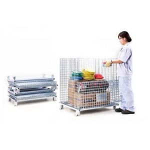 Storage containers collapsible welded galvanized wire mesh storage container