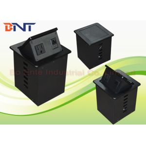 Aluminum Alloy Smart Office Desktop Hydraulic Pop Up Power Socket Box US