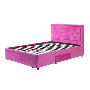 Fabric Remoyable Upholstered Platform Bed Frame Modern Style Double King Size