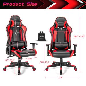 Adjustable Ergonomic Racing Gaming Chair with Lumbar Support and Height