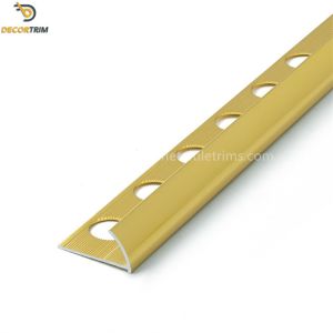 Round Open Shape Aluminium Tile Trim 10mm X 2.5m High Glossy Gold