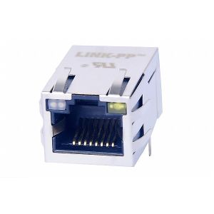 10/100BaseT 1X1 Magnetic RJ45 Jack OG/Y LEDs With Tap Up 08B0-1X1T-03