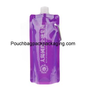 Cheap Plastic bottle pouch with spout, portable stand up pouch from China for sale