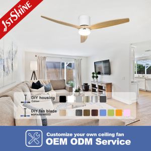 52 Inches Wooden Blades LED Lighting Ceiling Fan with Remote Control Switch