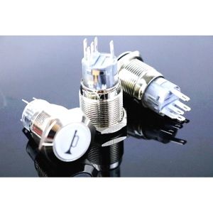 19mm Alumina Momentary switch car speaker horn buttonswitch metal Led logo light