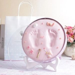 Home Decoration Baby Keepsake Tin Box For Kids Hand / Footprint Frame