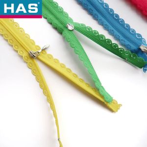 Cheap HAS #3 Long Close Ended Lace Trimmed Nylon Zippers With Metal Sliders for sale